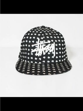 New Era X Stussy Script Authentic Caps Logo AOP Black Fitted Hat 7 1/2 59.6CM